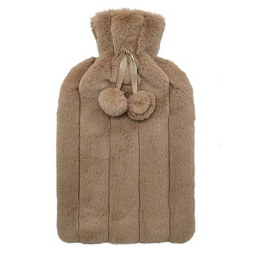 Bouillotte Fourrure Pompon Marron